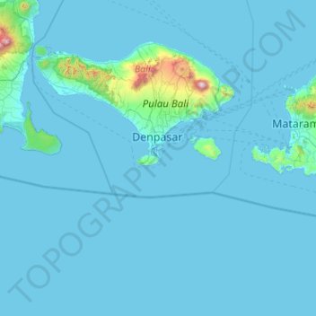 Carte topographique Nusa Dua, altitude, relief
