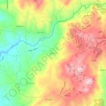 Carte topographique Seidões, altitude, relief