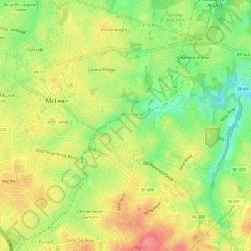 Carte topographique Brookhaven, altitude, relief