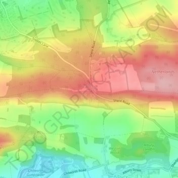 Carte topographique Newlands Corner, altitude, relief
