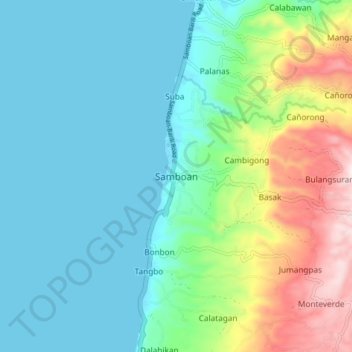 Carte topographique Samboan, altitude, relief