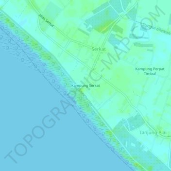 Carte topographique Kampung Serkat, altitude, relief