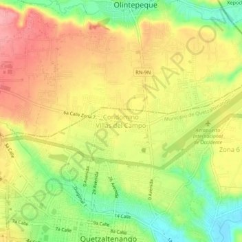 Carte topographique Condomino Villas del Campo, altitude, relief