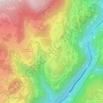 Carte topographique Lengstein, altitude, relief