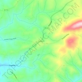 Carte topographique Dugspur, altitude, relief