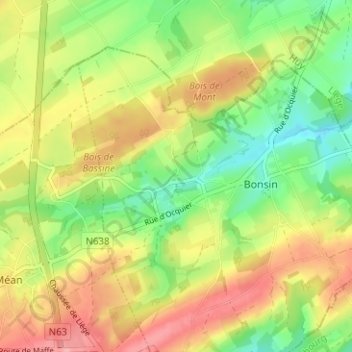Carte topographique Chardeneux, altitude, relief