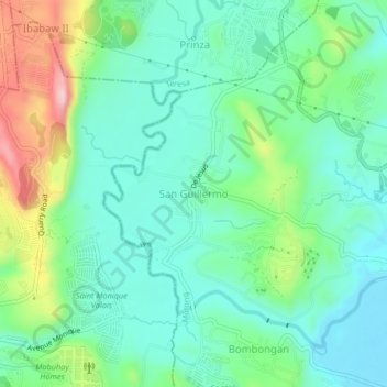 Carte topographique San Guillermo, altitude, relief