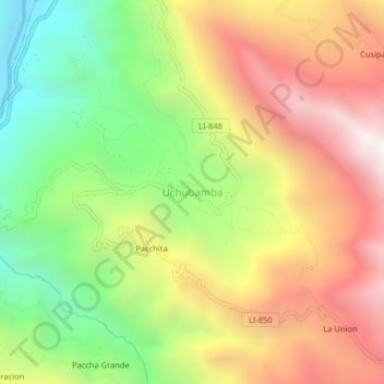 Carte topographique Uchubamba, altitude, relief