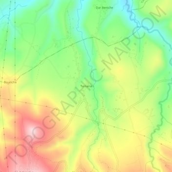 Carte topographique Tarnana, altitude, relief