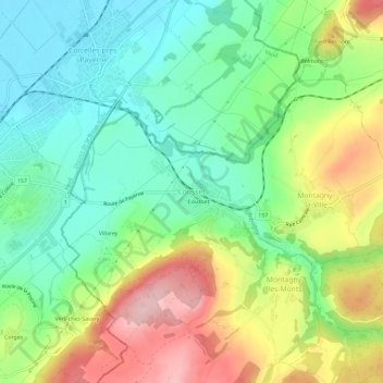 Carte topographique Cousset, altitude, relief