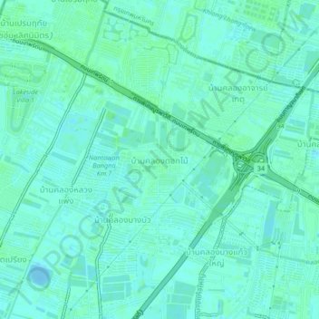 Carte topographique Ban Khlong Dok Mai, altitude, relief