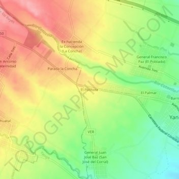 Carte topographique El Pochote, altitude, relief
