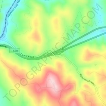 Carte topographique Altamont Pass, altitude, relief