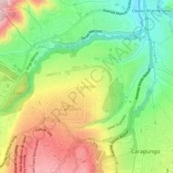 Carte topographique Carcelén, altitude, relief