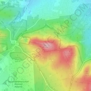 Carte topographique Großer Ehberg, altitude, relief