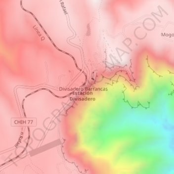 Carte topographique Barranca del Cobre, altitude, relief