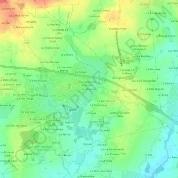 Carte topographique Le Moulinet, altitude, relief