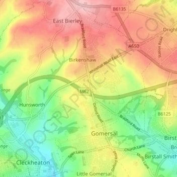 Carte topographique Swincliffe, altitude, relief