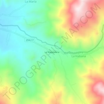 Carte topographique La Magdalena, altitude, relief