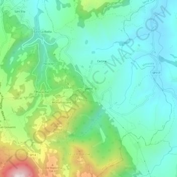 Carte topographique Domo, altitude, relief