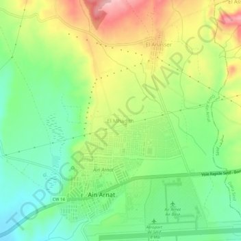 Carte topographique Dachret Mahdadi, altitude, relief