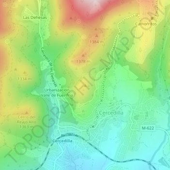 Carte topographique Cerro Colgado, altitude, relief