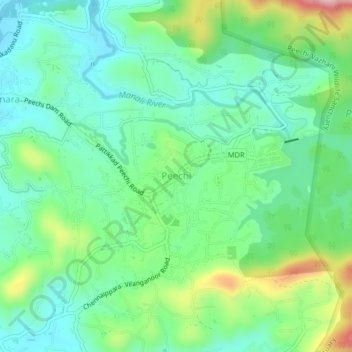 Carte topographique Peechi, altitude, relief