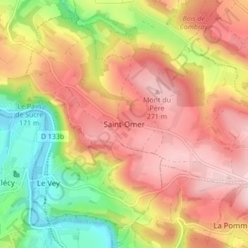 Carte topographique Saint-Omer, altitude, relief