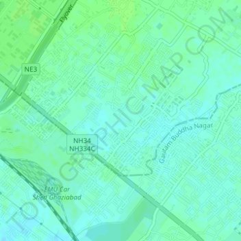 Carte topographique Lal Kuan, altitude, relief