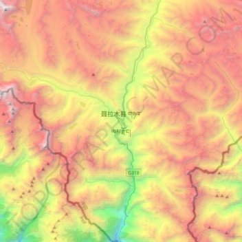 Carte topographique Nyalam, altitude, relief
