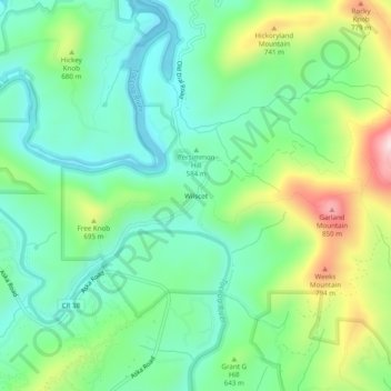 Carte topographique Wilscot, altitude, relief