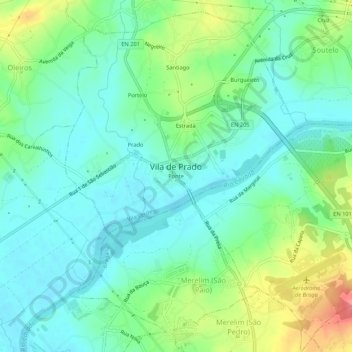 Carte topographique Ponte, altitude, relief