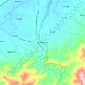 Carte topographique Nueva Era, altitude, relief