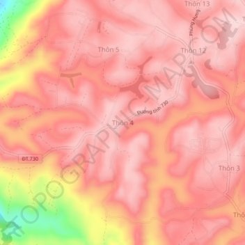 Carte topographique Thôn 4, altitude, relief