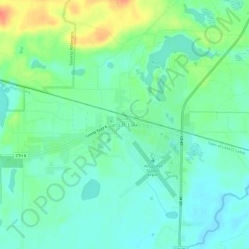 Carte topographique Land O' Lakes, altitude, relief