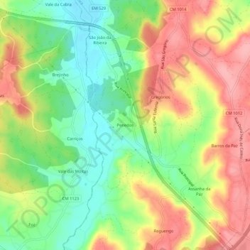 Carte topographique Penedos, altitude, relief