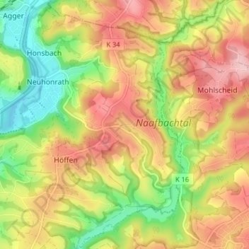 Carte topographique Oberstesiefen, altitude, relief