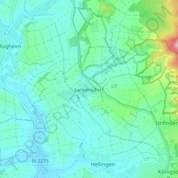 Carte topographique Junkersdorf, altitude, relief