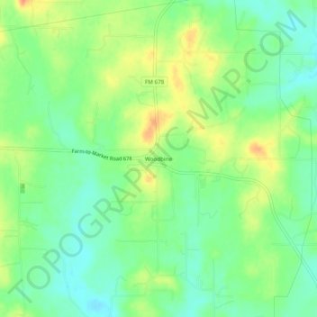 Carte topographique Woodbine, altitude, relief