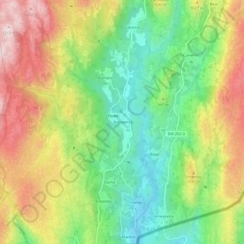 Carte topographique Assureira, altitude, relief
