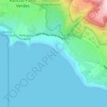 Carte topographique Portuguese Bend, altitude, relief