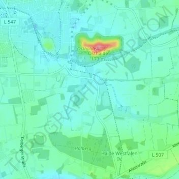 Carte topographique Guissen, altitude, relief