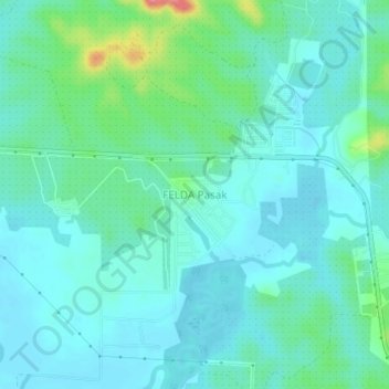 Carte topographique FELDA Pasak, altitude, relief