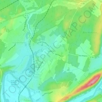 Carte topographique La Marne, altitude, relief