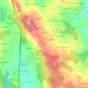 Carte topographique Carril, altitude, relief