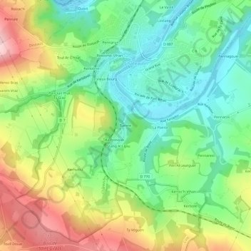 Carte topographique Banine, altitude, relief