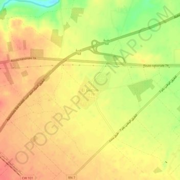 Carte topographique El Bettim, altitude, relief