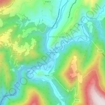 Carte topographique Borgo Cerreto, altitude, relief