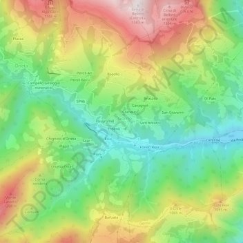 Carte topographique Villassio, altitude, relief