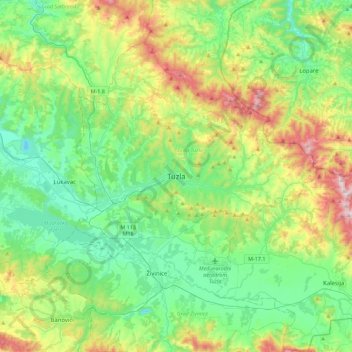 Carte topographique Tuzla, altitude, relief